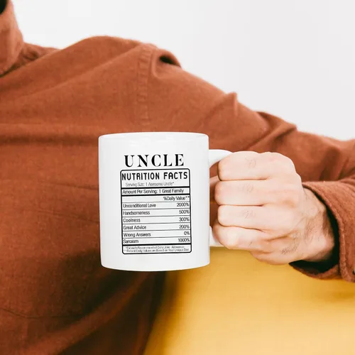 Miniatura 6 de Panvola Uncle Nutrition Facts Label From sobrino Hermano Hermana Día del Padre Nuevos tíos Divertidos Familia Reunión Taza de café de cerámica 11oz