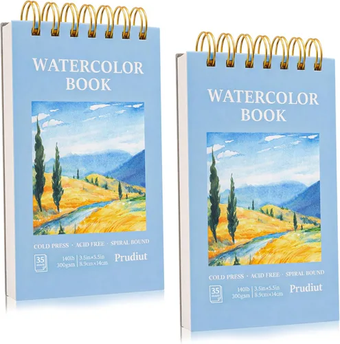 35 Sheets Watercolor Paper Pad 3.5x5.5 Inch, 140 lb/300 GSM Cold Press Water Color Paper Spiral Bound Watercolor Sketchbook for Art Painting Drawing