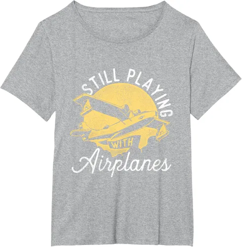 Miniatura 62 de Still Playing With Airplanes - Camiseta de control remoto RC Avión Piloto, Negro