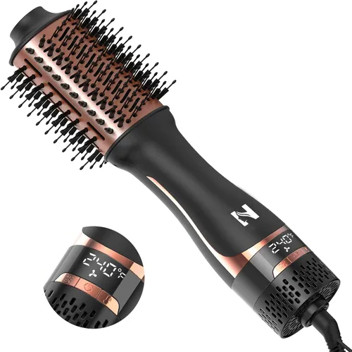 Nicebay Cepillo secador de pelo, cepillo secador de pelo para mujer, estilo rápido, cepillo de soplado de un solo paso con pantalla de