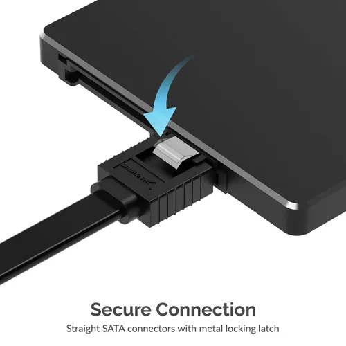 Miniatura 5 de SABRENT Cable de datos SATA III (6 Gbit/s) en ángulo recto con pestillo de bloqueo para unidades HDD/SSD/CD y DVD