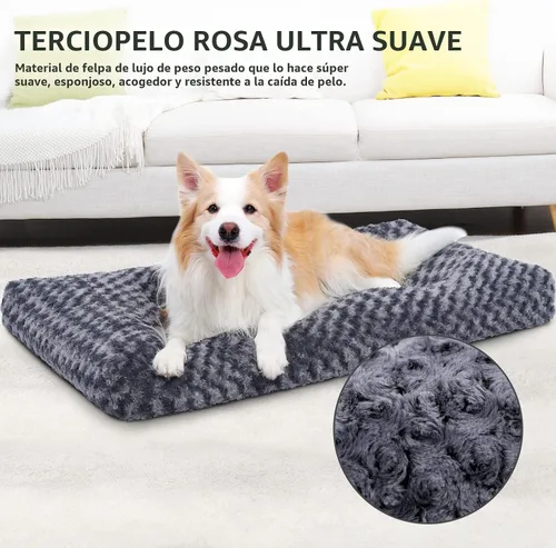 Miniatura 3 de KSIIA Cama Lavable para Perros Cama de Felpa de Lujo para Jaula de Perros Almohadilla Cómoda para Perrera Alfombrilla Antideslizante para Dormir