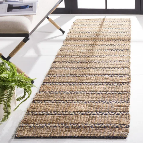 Miniatura 25 de SAFAVIEH Natural Fiber Collection NFB655Z - Alfombra de pasillo de 2 pies 3 pulgadas x 8 pies, color negro y natural, hecha a mano de yute a rayas