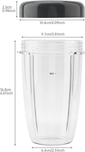 Miniatura 3 de 2 vasos de repuesto reutilizables de 24 onzas para licuadoras Nutribullet de 600 W / 900 W con tapa, vaso de repuesto lavable