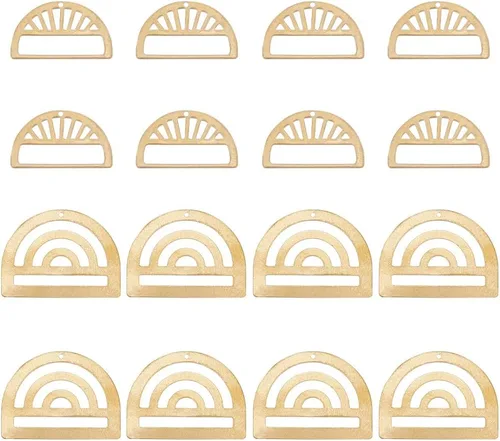 BENECREAT 16pcs 2 estilos colgantes de latón hueco, encanto medio redondo dorado para hacer colgantes de joyería de bricolaje artesanal, agujero: