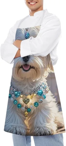 Miniatura 4 de Delantal personalizado para perro maltés adulto, delantal de cocina para mujer y hombre, delantal ajustable con bolsillo para hornear, hacer