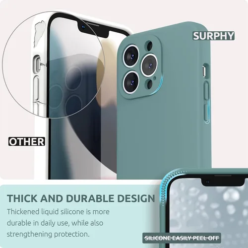 Miniatura 4 de SURPHY Funda para iPhone 13 Pro con protector de pantalla, fundas de silicona líquida para iPhone 13 Pro