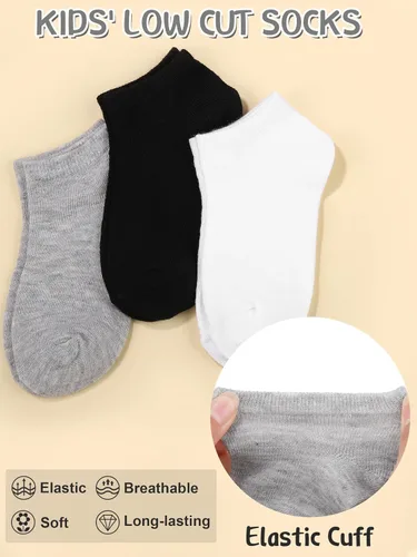 Miniatura 2 de Cooraby 25 pares de calcetines para niños, calcetines de corte bajo, calcetines deportivos de media amortiguación, calcetines deportivos para niños