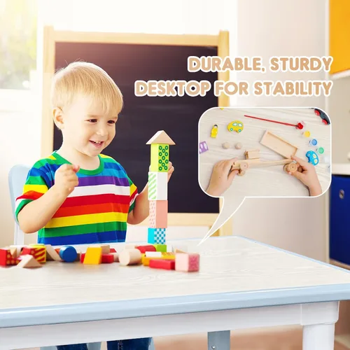 Miniatura 2 de Juego de mesa y sillas para niños, escritorio ajustable en altura con 6 asientos para edades de 3 a 12 años, mesa de arte y manualidades, escritorio