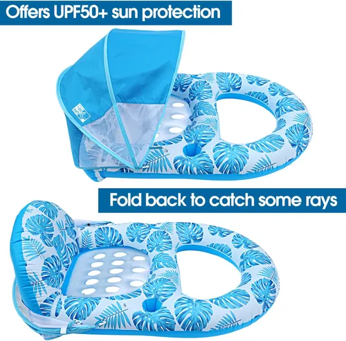 Miniatura 4 de COOLCOOLDEE Flotador de Piscina con Toldo UPF50+, Flotadores de Piscina Extra Grandes para Adultos de Alta Resistencia, Flotador Inflable