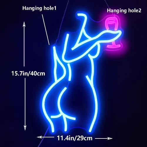 Miniatura 5 de Letrero de Neón Lady Back Regulable LED Letrero de Mujer Letrero de Neón Letrero de Neón de Mujer Sexy para Dormitorio Cueva del Hombre Bar Tienda