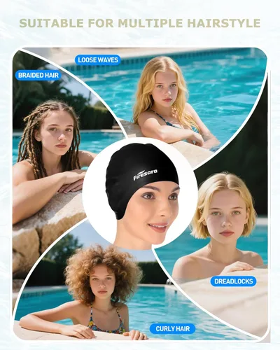 Miniatura 6 de Firesara Gorra de natación, gorra de natación original actualizada 3D, diseño ergonómico cómodo, duradero, protección para los oídos, para mujeres