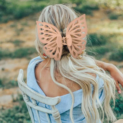Miniatura 4 de Garras de mariposa para el cabello para mujer: pasadores huecos mate grandes para cabello grueso, sujeción fuerte, abrazaderas antideslizantes con 2