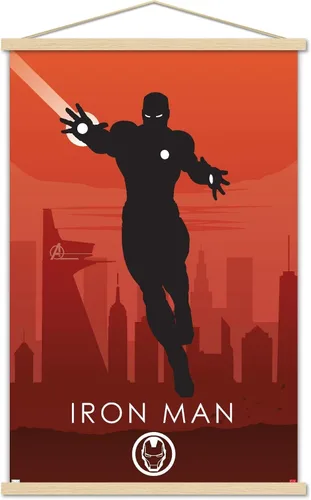 Miniatura 16 de Trends International Marvel Heroic Silhouette - Póster de pared de Iron Man, 14.725 x 22.375 pulgadas, versión enmarcada de madera de granero