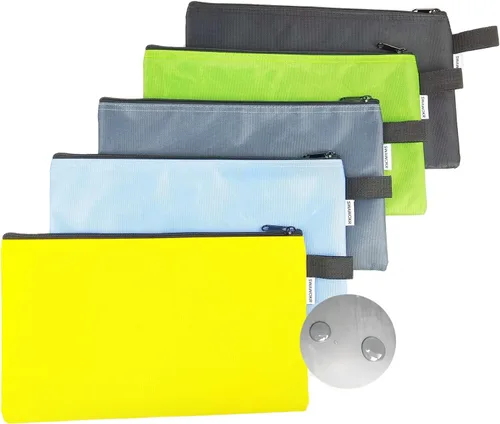 Miniatura 8 de Paquete de 5 bolsas de lona de 20 onzas con cremallera, bolsa de herramientas de utilidad resistente, organizador multiusos resistente al agua
