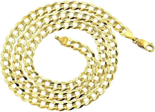 Miniatura 7 de The Diamond Deal Mens 10k Hollow Yellow Gold 5.3mm Shiny Hollow Cuban Comfort Curb Cuban Chain Necklace For men for Pendants and Charms with