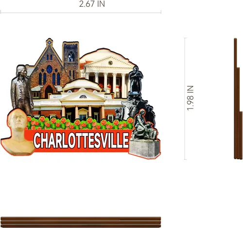 Miniatura 3 de Imán de madera de Charlottesville de Estados Unidos 3D para nevera, recuerdos coleccionables, decoraciones artesanales hechas a mano