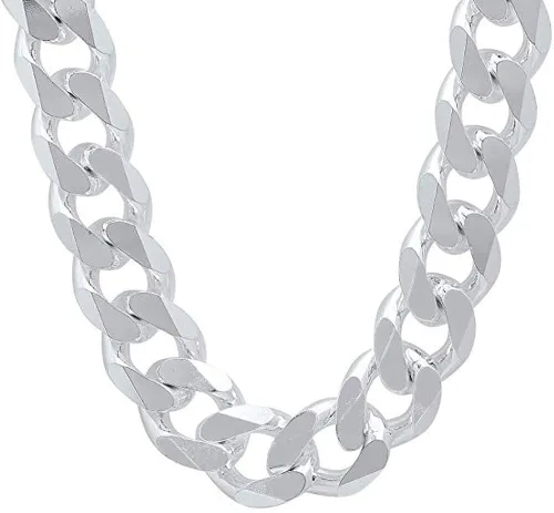 Verona Jewelers - Collar para hombre de plata de ley 925 maciza italiana 75 mm 8 mm 11 mm 15 mm cadena cubana para hombre eslabones sólidos y