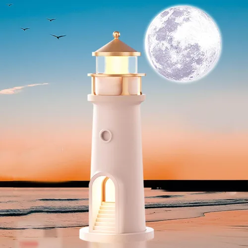 Miniatura 7 de Zunate Lámpara de luna proyector de luces nocturnas con sensor de movimiento, lámpara de faro de luna, lámpara de mesa LED recargable para niños