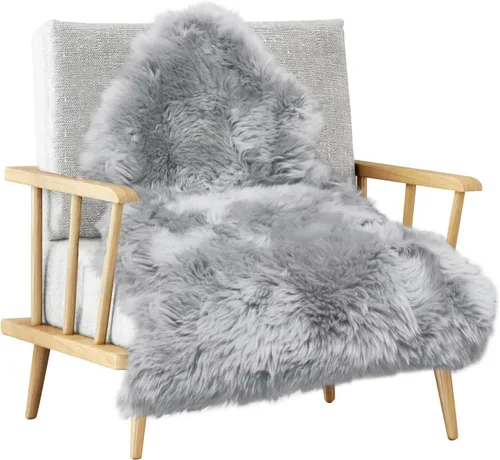 Miniatura 7 de MH MYLUNE HOME Alfombra de Piel de Oveja Genuina, Manta de Piel de Oveja Natural de Nueva Zelanda, Funda Lujosa y Esponjosa para Asiento/Silla