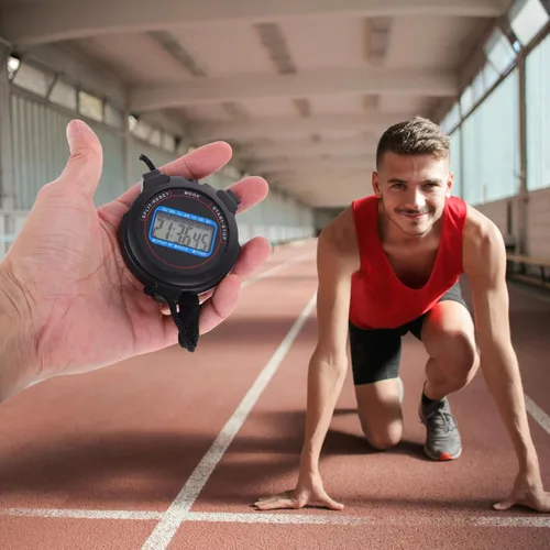 Miniatura 6 de GALPADA Cronómetro digital con pantalla grande, funcionamiento silencioso, temporizador portátil de mano para natación, entrenamiento, correr