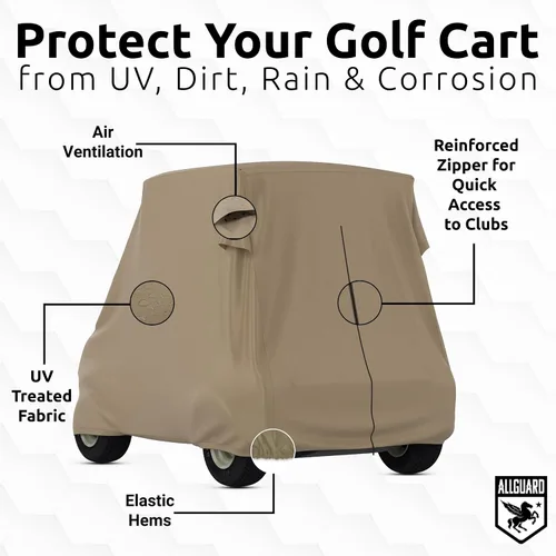 Miniatura 3 de AllGuard - Funda impermeable para carrito de golf, poliéster resistente, protege de la lluvia, el sol, los rayos UV y más, color bronceado
