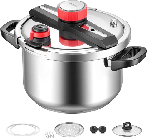 Miniatura 9 de VEVOR Olla a presión, olla a presión de 10 cuartos de galón, acero inoxidable, recipiente a presión con estante para vapor, tapa de vidrio templado