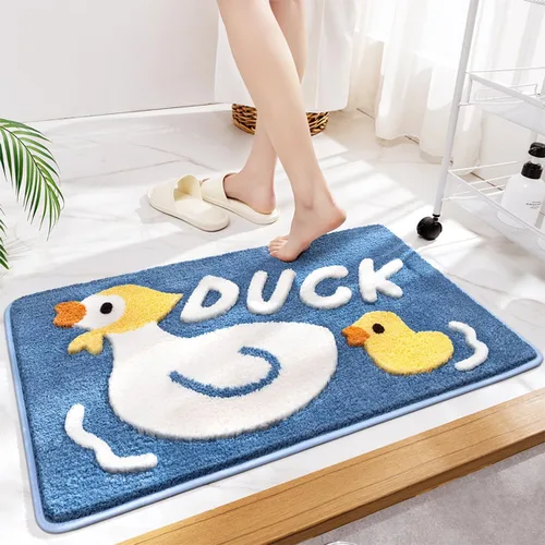Miniatura 3 de Alfombra de baño de animales, lavable, divertida alfombra de baño de pato, microfibra suave y gruesa, antideslizante, absorbente de agua, para baño