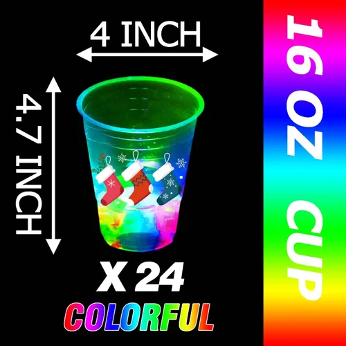 Miniatura 3 de mishunyus 24 piezas de tazas para fiesta de Navidad, tazas temáticas de Navidad con brillo, para suministros de fiesta de Navidad, para diversión