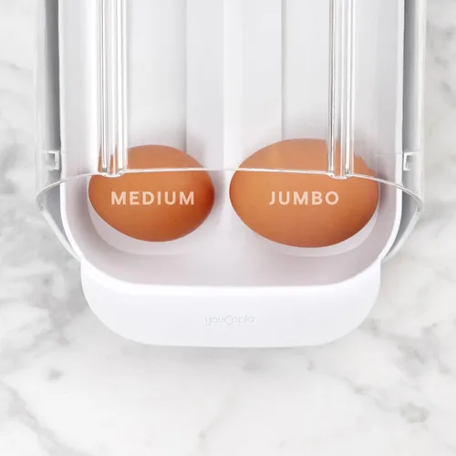 Miniatura 6 de YouCopia FridgeView - Soporte rodante para huevos, organizador de huevos apilable sin BPA con bandeja extraíble para almacenamiento