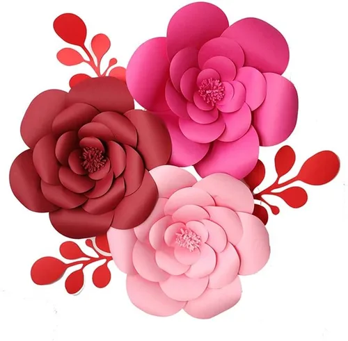 Miniatura 4 de Decoración de flores artificiales 3D de flores rojas para decoración de bodas (rojo 7.9 in)
