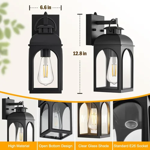 Miniatura 2 de EJIAXIN Iluminación al aire libre del anochecer al amanecer, luces negras para porche, luz al aire libre, lámpara de montaje en pared, lámpara