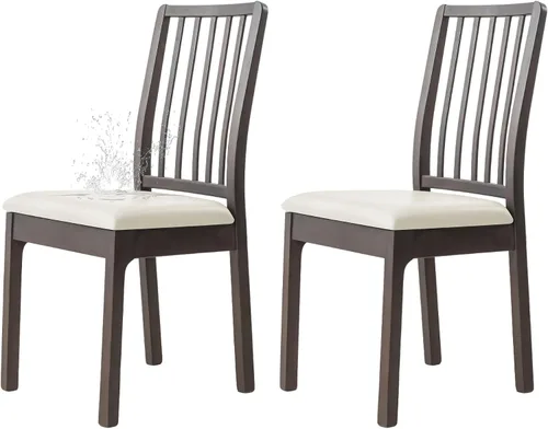 Miniatura 19 de Dimatic Juego de 2 fundas de asiento para silla, de piel sintética, impermeables, fundas elásticas para sillas de comedor, fundas protectoras