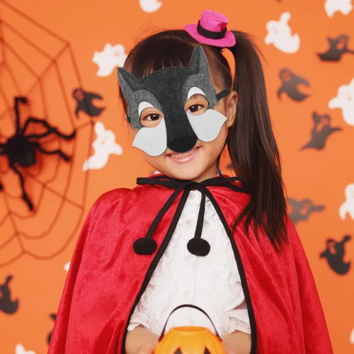 Miniatura 9 de Toyvian 3 máscaras de lobo de fieltro de animales de media cara máscara de disfraz decoración de disfraces regalos de fiesta para niños que usan gris