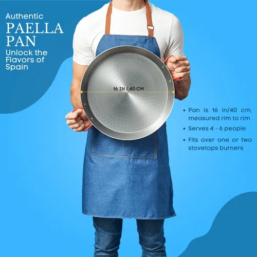 Miniatura 8 de Garcima olla para paella de acero al carbono, 16 pulgadas