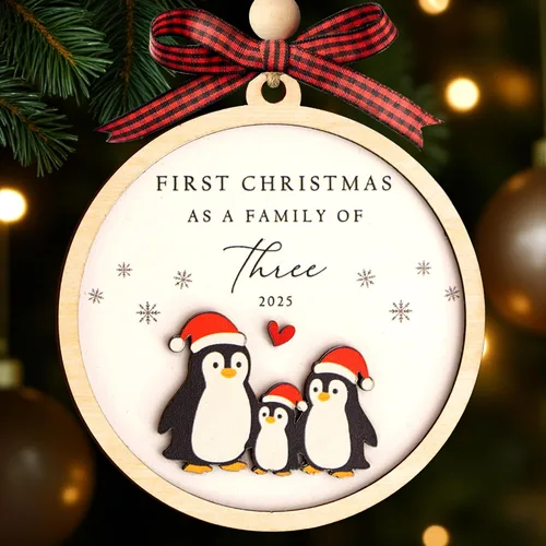 Miniatura 21 de Adornos de Navidad Familiares 2025, Nuestro Primer Adorno de Navidad como Familia de 3, Adorno de Árbol de Navidad, Adornos de Primer Navidad