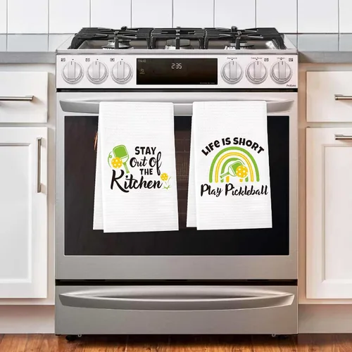 Miniatura 4 de Vansolinne Juego de 4 toallas de cocina de regalo de Pickleball para Navidad, juego de 4 paños de cocina, juego de toallas de mano de cocina