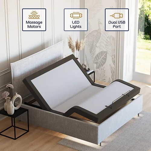 Miniatura 3 de Clara Clark Marco de cama ajustable, marco de cama de masaje ajustable, base de cama ajustable para masaje de cabeza y pies, control remoto