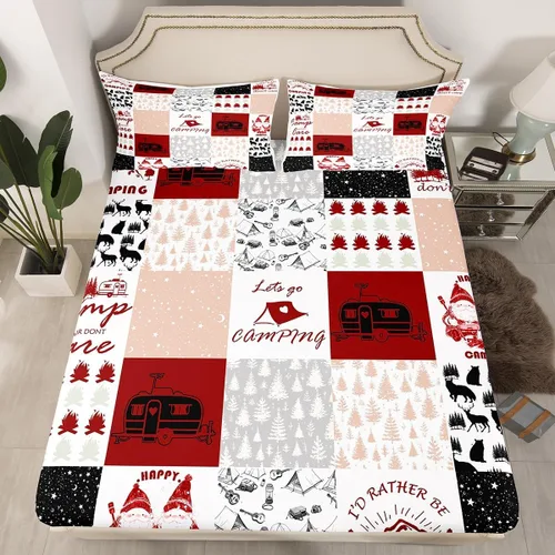 Miniatura 12 de Manfei Juego de sábanas bajeras de camping tamaño individual, 2 piezas de ropa de cama de camuflaje gris y negro para niños y adolescentes, funda