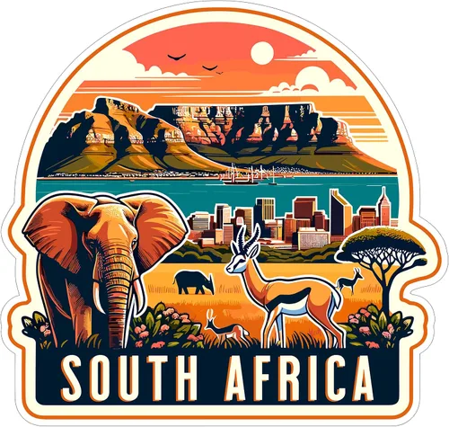 Adhesivo de Sudáfrica de 4 pulgadas, destino de recuerdo de viaje por la ciudad, calcomanía de vinilo impermeable para laptop, botella de agua, vaso