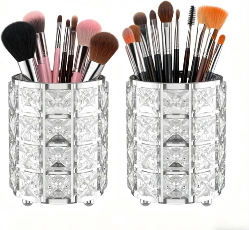 Miniatura 9 de LUGUNU - Organizador de brochas de maquillaje con cuentas de cristal, decoración de tocador, cepillos personalizados, caja de almacenamiento