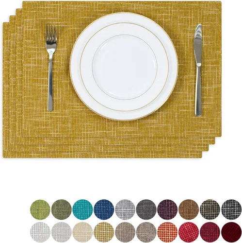 Miniatura 22 de Kevin Textile - Juego de 4 manteles individuales resistentes al calor, lavables, para fiestas, bufé, cenas, 13 x 19 pulgadas, color negro
