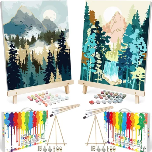Miniatura 36 de BAISITE Kit de pintura por números para adultos principiantes, 12 pulgadas de ancho x 16 pulgadas de largo, paquete de 2 lienzos para kits