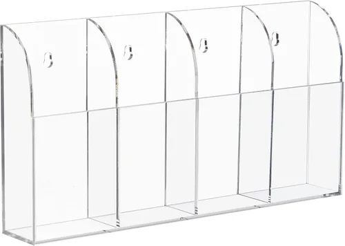 Miniatura 8 de HBlife Organizador de soporte de control remoto acrílico, organizador de montaje en pared transparente para TV, mesita de noche, 2 compartimentos
