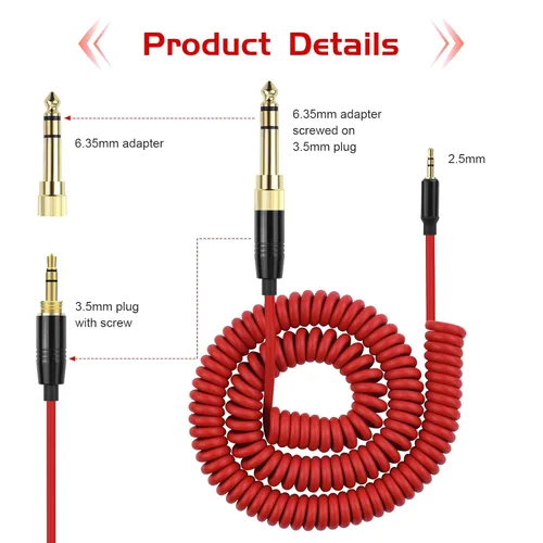 Miniatura 4 de Saipomor NC700 Cable auxiliar de 0.098 in a 0.138 in y 0.250 in, cable de audio en espiral compatible con auriculares Bose QuietComfort 25 QC35