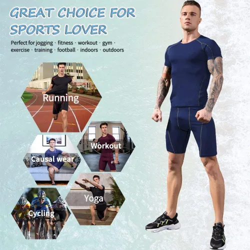 Miniatura 5 de WRAGCFM Men's Compression Shirts Short Sleeve Athletic Workout Undershirts Quick Dry Base Layer Sports T-Shirts Running Tops