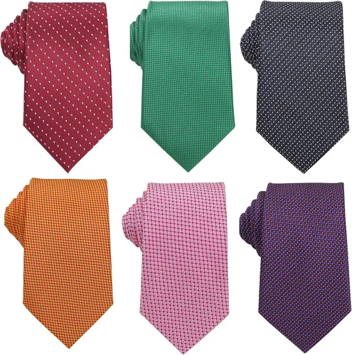 Miniatura 124 de WeiShang Lote de 6 corbatas clásicas de seda para hombre, corbatas tejidas jacquard