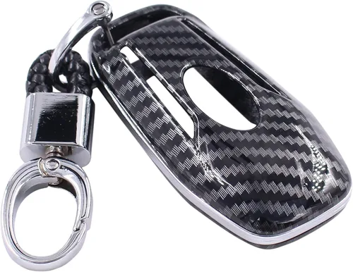 Miniatura 3 de NewYall Funda de llave inteligente de fibra de carbono con llavero para Ford Edge F-150 F-250 Super Duty Mustang 2015-2017 Explorer 2016-2017 Fusion