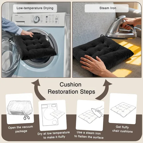 Miniatura 7 de OVOV 1 paquete de cojines para sillas de comedor, cojines de asiento suaves para sillas de escritorio de cocina, cojines cuadrados para sillas