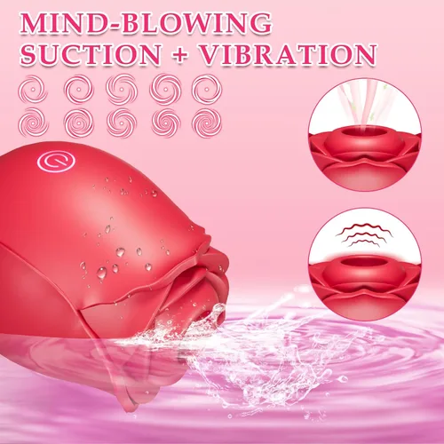 Miniatura 3 de Vibrador de succión con forma de rosa, juguete sexual con control por aplicación, vibrador de clítoris con forma de rosa para mujeres con 10 modos